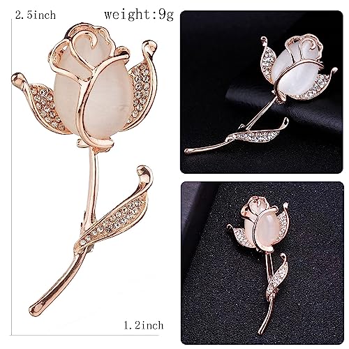 Image of Crystal Pearl Flower Brooches Pins Fashion Beautiful Created Rhinestone Floral Brooch Good Idea for Party Dance Wedding Banquet for Elegant Women Girl