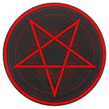 Red Pentagram Circle Round Area Rug Non-Slip Floor Mats Polyester Throw Rugs Floor Carpet for Door Entryway Bedrooms Living Room Decor, 27.6'x27.6'
