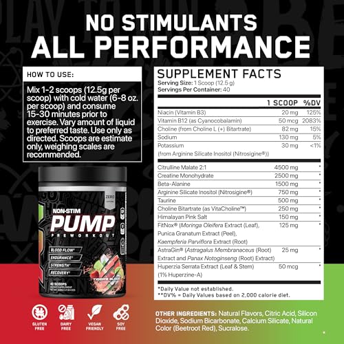Image of All Black Everything Non Stim Pre-Workout | Preworkout Energy Drink Mix | Caffeine Free | Creatine, Beta Alanine & Citrulline | Energy Supplement for Men & Women | Tigers Blood | 40 Servings