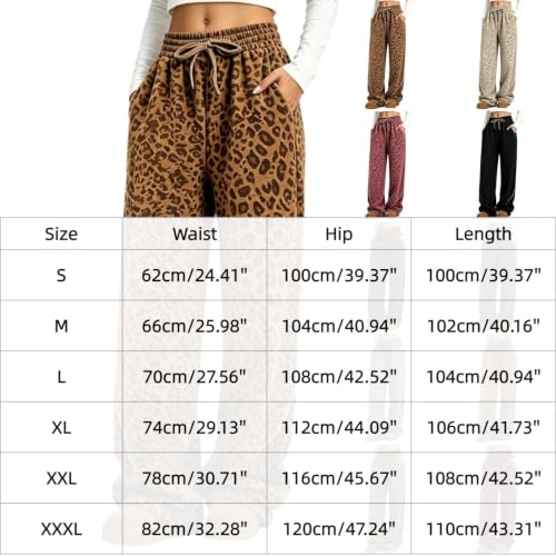 Leopard Sweatpants Women Wide Leg Elastic Waist Casual Y2K Baggy Sweat Pant - image 4