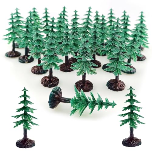 FAZHBARY 30 PCS Miniature Trees Miniature Christmas Tree Figurines for Crafts Plastic Trees Scenery...