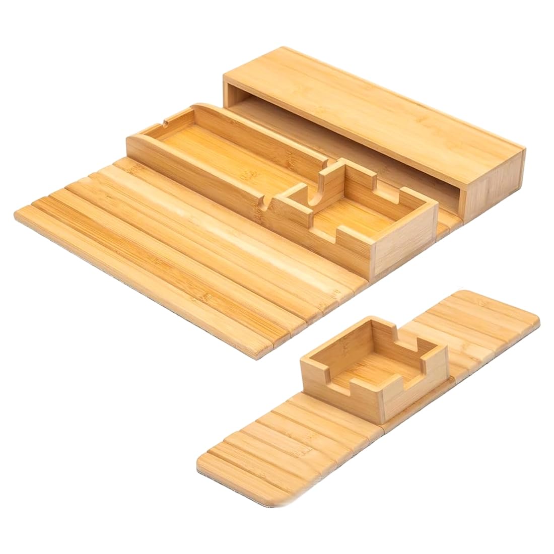 IJSDNVJNDX Foldable Bamboo Tray Featuring Magnetic Detachable Cup Holder for Couch, Armrest, Drinks, Snacks, Remotes& Phones
