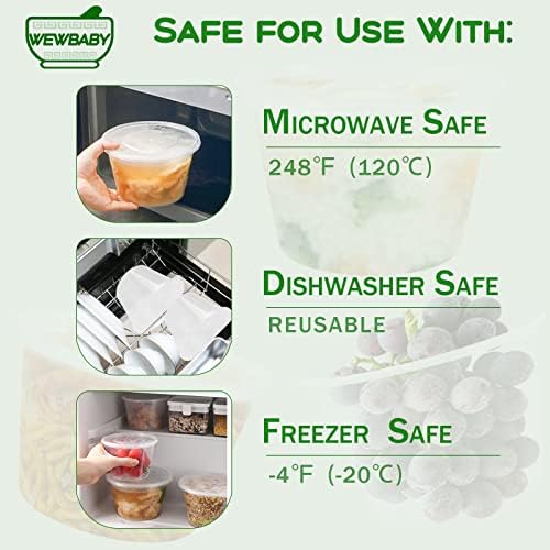 16 OZ [50 Set] Plastic Deli Food Storage Containers with Leak-Proof Airtight Lids BPA Free Disposable Togo Clear Containers for Soups, Heavy-Duty Ice Cream Microwave Dishwasher Freezer Safe - Thumbnail 4