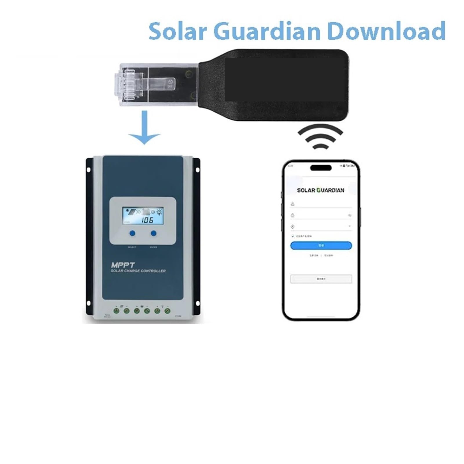Regolatore di carica solare, Adattatore WiFi For Regolatore Di Carica Solare MPPT Monitoraggio A Comunicazione WiFi2.4G RJ45 D Tramite App For Telefono Cellulare