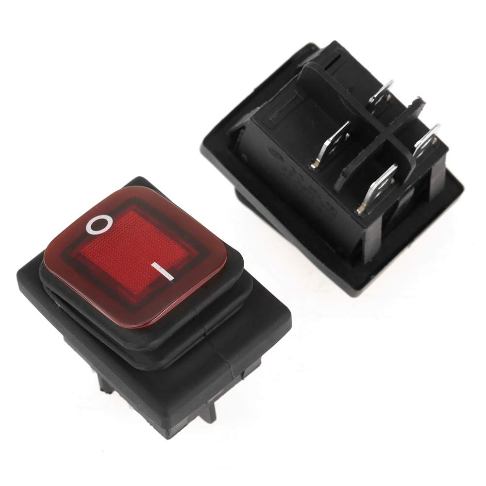 Pannello Terminali Offie Potenza Nominale 4 Pezzi Set Nero Impermeabile 4 Pin 2 Posizione On Off Rosso Verde Lampada Interruttore a Bilanciere