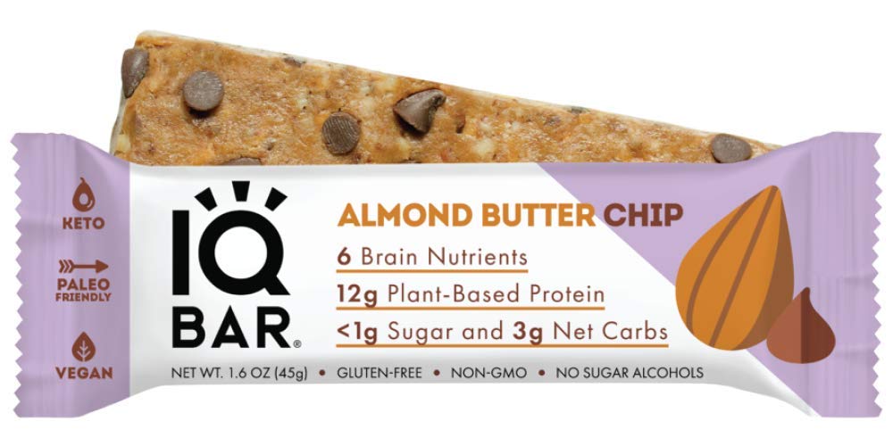 Brain and Body Keto Protein - Almond Butter Chip Keto - 12-Count Energy - Low Carb Protein - High Fiber Vegan and Low Sugar Meal Replacement - Vegan Snacks