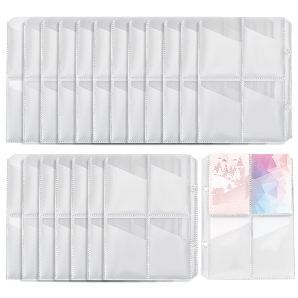HOBBIESAY 20Pcs Trading Card Sleeves 4 Pocket Sleeve for Cards case Double Sided 4 Pocket Page Protector A5 Binders Cards Sleeve Card Binder Sleeves for A5 Mini 3 Ring Binder