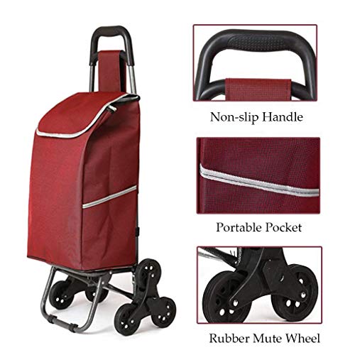 Leichte 2,5 kg Treppenklettern Faltbare Einkaufstrolley Tasche mit 6 Rädern Faltbarer Stahlrahmen Wäsche Utility… – Bild 4