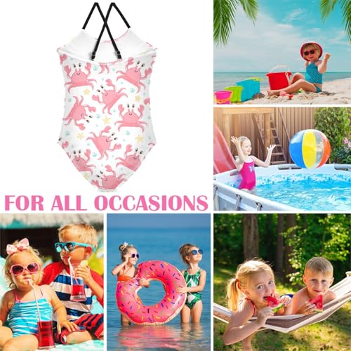 Image of Girls one Piece Swimsuit Summer UPF 50+ Quick Dry Beach Bathing Suit with Straps Swimwear 3-10 Years