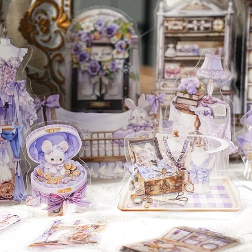 Image of 120Pcs Iandscape Stickers for Scrapbooking,Self-Adhesive Transparent Iandscape Stickers Scrapbook Supplies Journaling Supplies for Adult Card Making Letters DIY Water Bottle Cards Decoration
