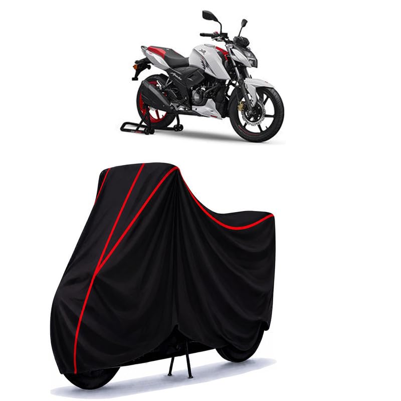 Image of TVS Apache RTR 160 Water Resistant Bike Cover for All Motorcycles & Rain | Heavy Duty Taffeta Fabric | UV Protection, Dustproof, Scratchproof | All Weather Two Wheeler Body Cover with Elastic Bottom
