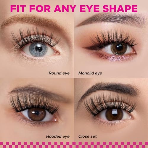 Image of CALAILIS False Eyelash, Eye Makeup Lash 3D Faux Mink Fake Eyelash Long Natural Eyelashes 3 Pairs with 5g False Eyelash Glue (CS28)