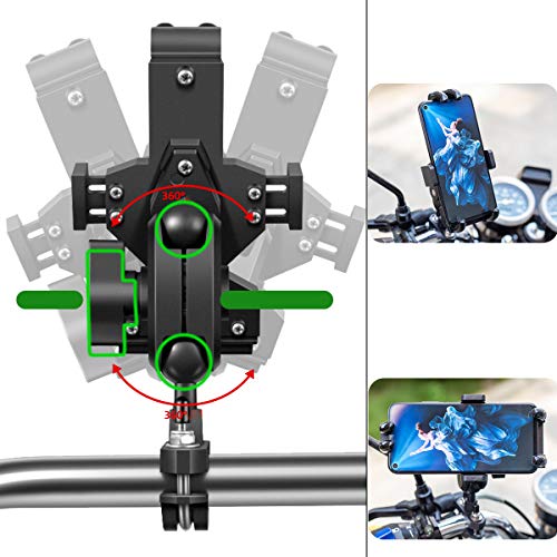 Imestou Aluminium Motorcycle Phone Mount U-Bolt Handlebar 1" Ball Stem Cellphone Holder 360 Rotating With Length Width Adjustable Universal For Max.7.2 Inch Large Phones Sturdily #TOP2