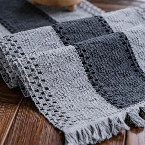 Alynsehom Macrame Table Runner Grey Boho Table...