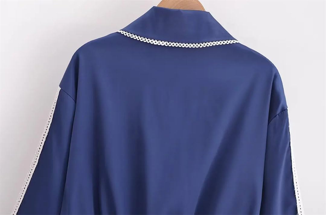 Set di pantaloni decorativi in pizzo laterale da donna con giacca a righe e cappotto da donna