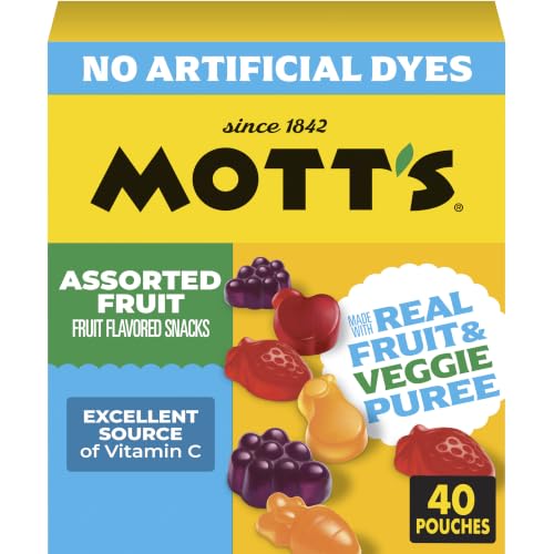 Mott's Assorted Fruit Flavored Snacks, Made with Real Fruit Puree (40 Pack)