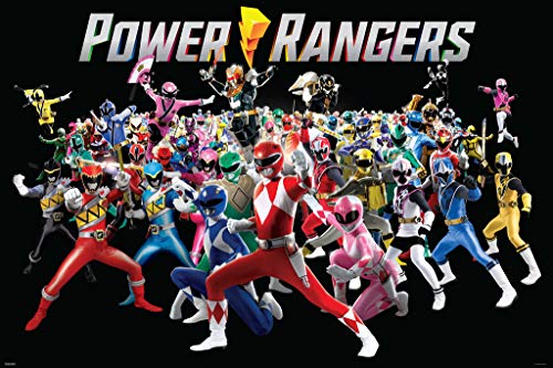 Poster nostalgie Power Rangers vintage grand format pour fan de pop culture