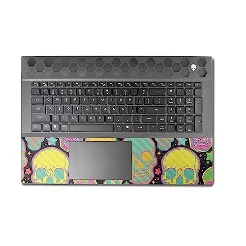 Image of MightySkins Carbon Fiber Skin Compatible with Alienware M18 R1 (2023) Full Wrap Kit - Candy Skulls | Protective, Durable Textured Carbon Fiber Finish | Easy to Apply & Change Styles | Made in The USA