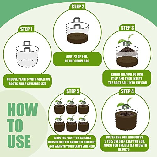 ORILEY Grow Bag Heavy Duty Geo Fabric Plant Pot with Sturdy Handles Lightweight Bags Ideal for Gardening Balcony Terrace (Grey, Round, 500 GSM 12 x 12 inch Pack of 2)