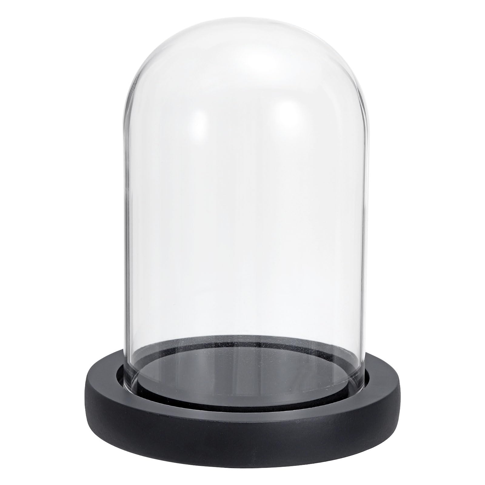 PATIKIL 4.7"x3.1" Clear Cloche Glass Dome, Glass Bell Jar Display Case Tabletop Centerpiece with Black Wooden Base for Christmas Home Decor