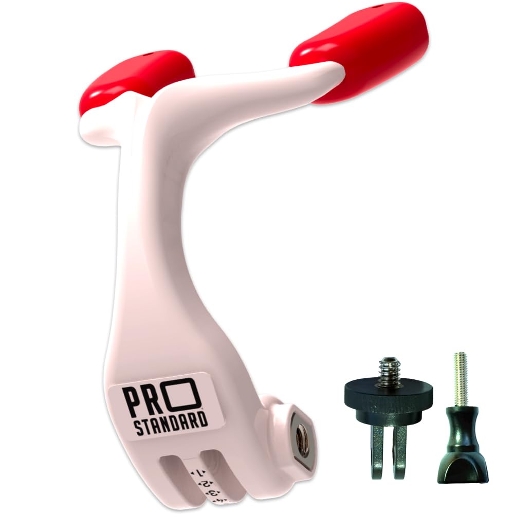 Pro Standard Grill Mount 4.0 - Heat Moldable Bite Mount - Compatible with Insta360, GoPro, DJI, Garmin and All Action Cameras (White/Red)