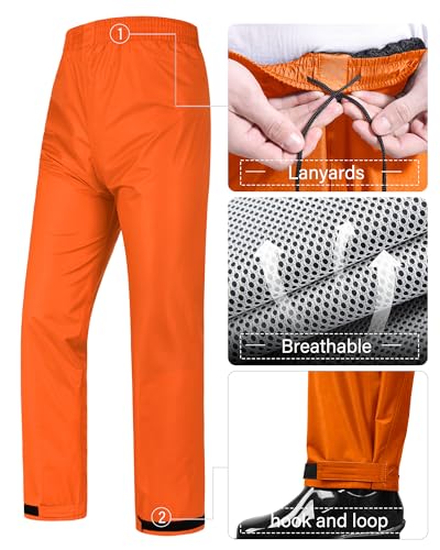 Image of iCreek Rain Suit Waterproof Jacket and Pants Hi Vis Raincoat for Men and Women Reflective Outdoor for All-Sport Work