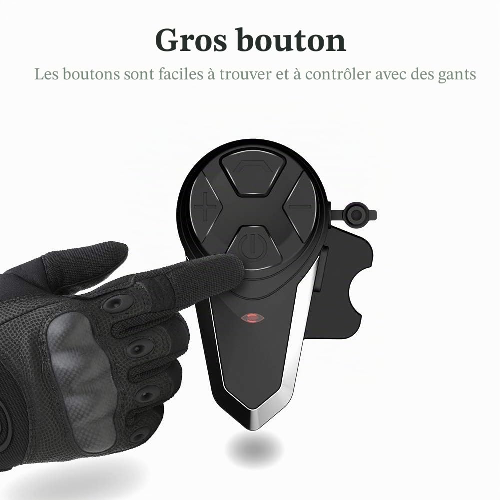 BT-S3 1000m Intercom Moto Casque Casque Systèmes de Communication en Temps réel Mains Libres Radio FM Interphone Bluetooth étanche pour 2 ou 3 Cyclistes(1 Pièce)