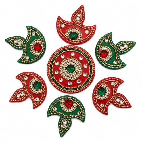 Image of Designer Handcrafted Decorative Acrylic Diya Small Rangoli for Floor Decoration