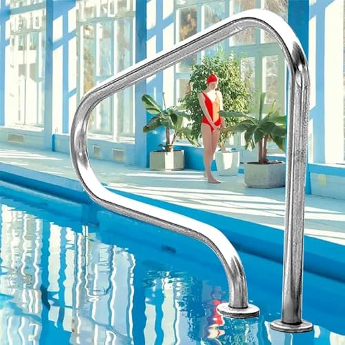 Pasamanos de seguridad para piscina, pasamanos de acero inoxidable 304 para piscina, club de spa o parque acuático, pasamanos para piscinas enterradas, color plateado inoxidable