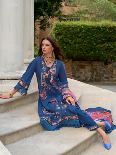 Image of INDO ERA Women's Pure Silk Kurta and Pant with Dupatta Set