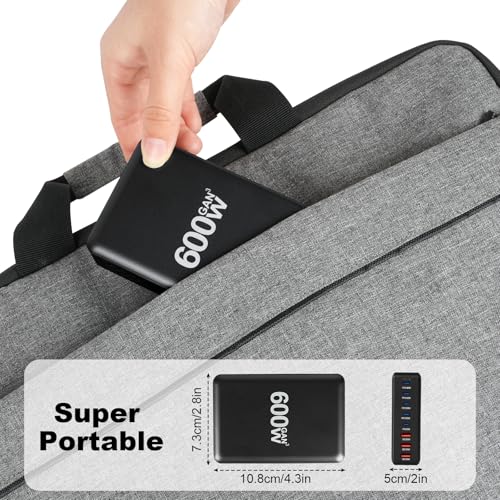 Cargador USB C de 600W AXFEE: bloque de carga rápida con 8 puertos para portátil y iPhone 2