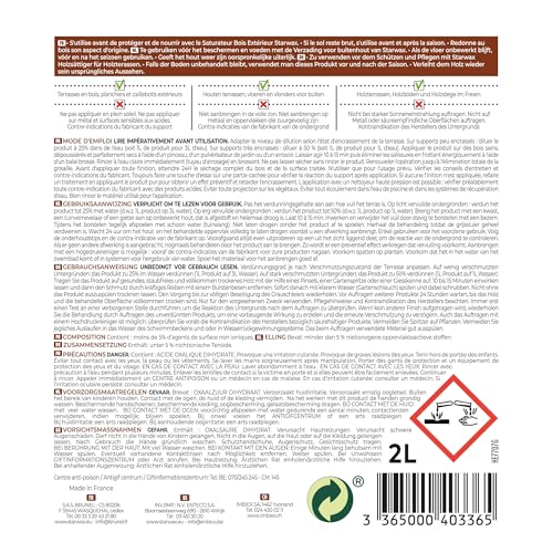 STARWAX - Konzentrierter Entgrauer für Holzterrassen 2 l - Reinigt und entfernt die Vergrauung - Bis 120 m² - Konzentrierte Formel zum Verdünnen - Gibt dem Holz sein ursprüngliches Aussehen zurück