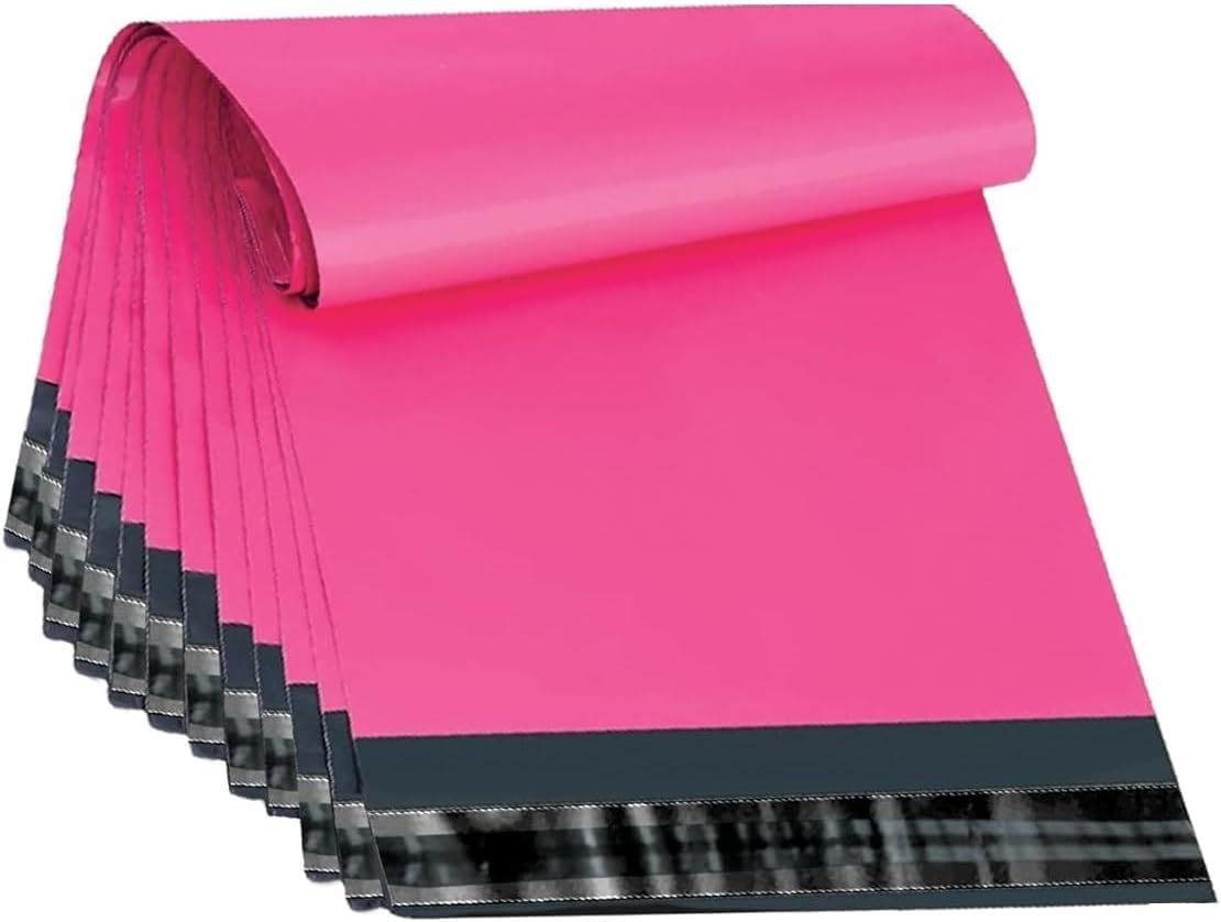 Tezraftaar® 300 x Pink Mailing Bags Self Seal Poly Postal Bags 13" x 19" Strong Waterproof Courier Packaging Envelopes Tear Resistant Polythene for Amazon Online Business Home Office