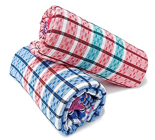 Bakura's Special Gamcha Pure Soft Cotton Bath Towel Red & Blue Men & Wemon XXL Large (Set of 2)-image-48