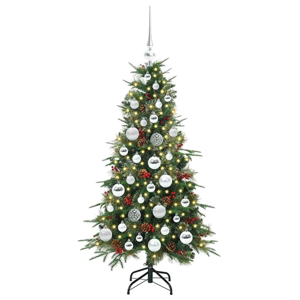 Sztuczna składana choinka zielona, 120 cm, z 150 diodami LED o ciepłej białej barwie, PE i PCW, do użytku wewnątrz i na zewnątrz