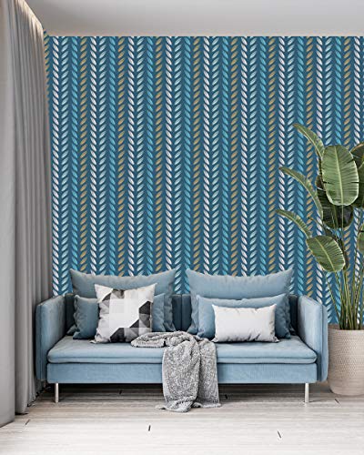 Image of DWELLSINDIA Leaf Stripes Self Adhesive Wallpaper Peel & Stick, Waterproof, Scratch Resistant, Laminated (41cm x 244cm, Multicolour)