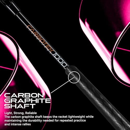 Image of Hundred Carbotek 1000 Badminton Rackets (Pack of 2) | Superlight Head-Heavy Racket for Smash Power | Slim Shaft, Carbon Graphite Shaft & Curve Frame for Better Sweet Spot