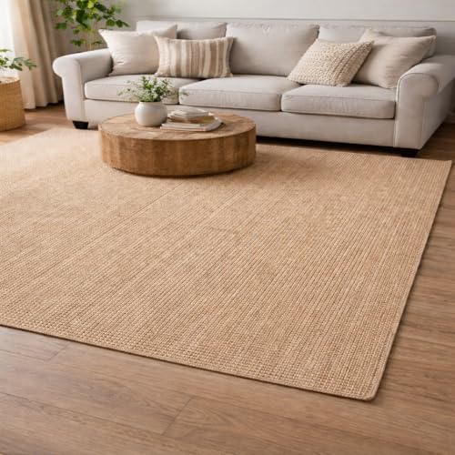 Image of Handmade Rectangular Cotton Carpet Beige Size 3x10 Feet - Natural Fiber Rug for Living Room & Bedroom | Eco-Friendly & Durable | Color- Beige