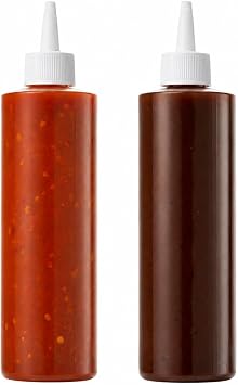 300ml / 10oz Squeeze Sauce Bottles Plastic Condiment Dispensers Pack of 2