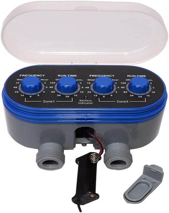 Ball Valve Electronic Automatic Watering Two Outlet Four Dials Water Timer Garden Irrigation Controller for Garden, Yard