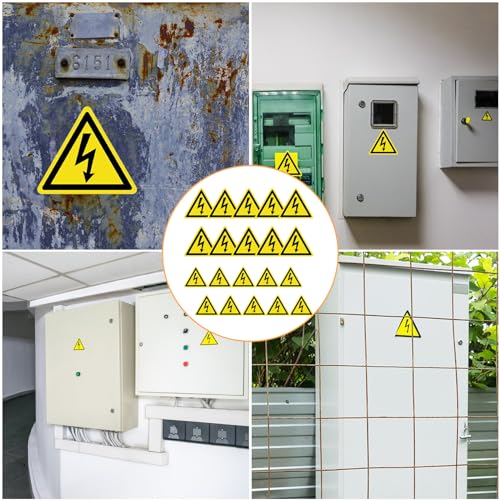 Vueinrg 20 Stück 5cm/10cm Aufkleber Elektro Warnschild Elektrische Spannung Achtung Strom Warnaufkleber Dreieck Schild Folie Selbstklebend Warnung vor Hochspannung Adesivi