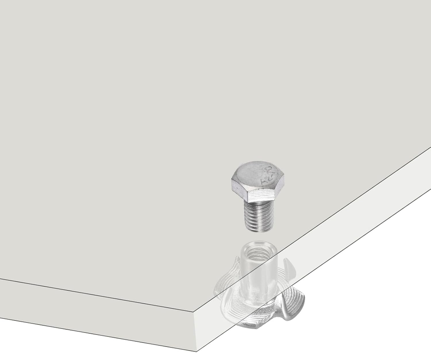 uxcell 3/8"-16 T-nut 100pcs 304 Stainless Steel 4 Pronged Tee Nuts for Furniture Woodwork Cabinetry Threaded Insertion