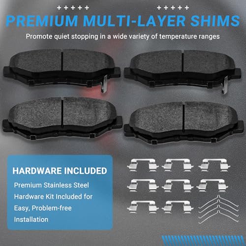 Image of Front Brake Pads Set Compatible with Honda Accord Civic CR-V CR-Z Element FIT Pilot, Acura ILX Automotive Replacement Brake Pads Semi-Metallic D914