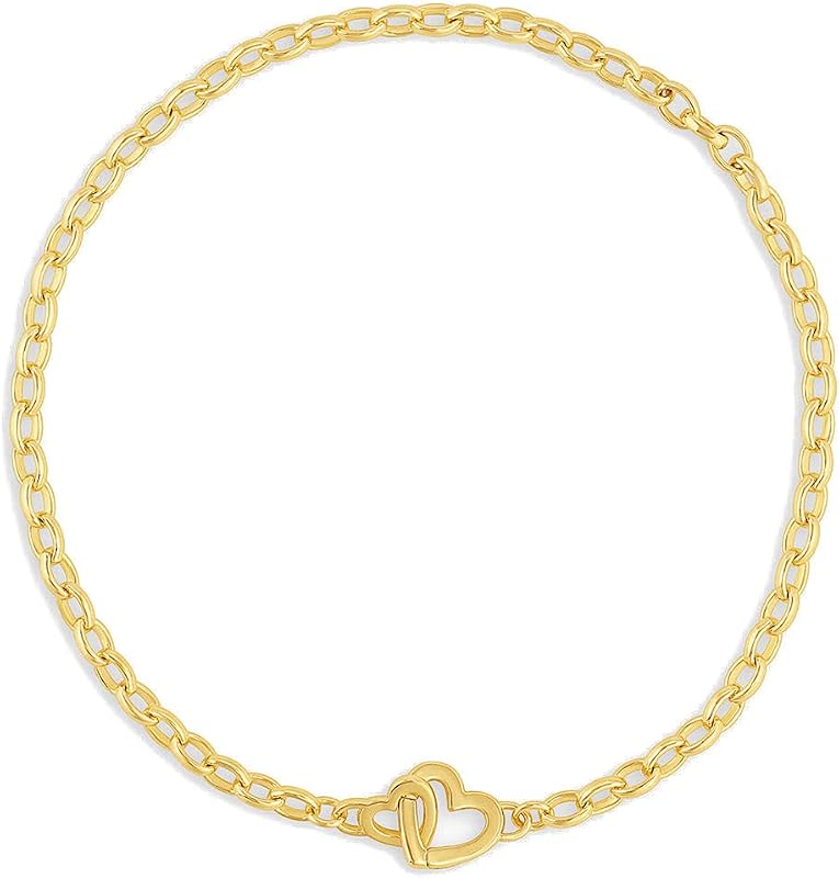 Mini Pulsera Parker Heart - Chapada en Oro de 18k - Celebra las Conexiones Significativas - Pulseras Apilables para Estilo - Diseño Elegante de Enclavamiento