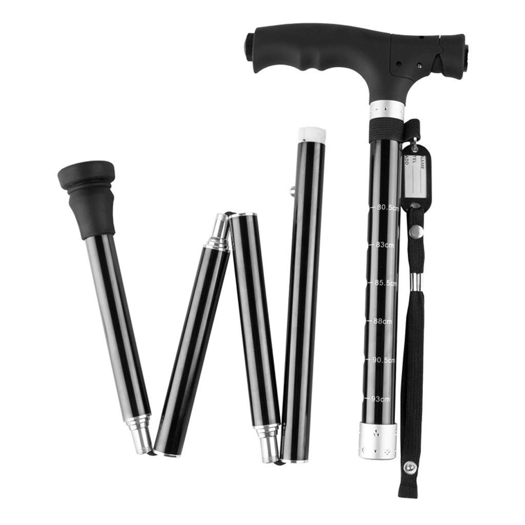Bastón Plegable con luz LED, muleta de Viaje para aleación de Aluminio Ajustable, Ayuda para Caminar Flexible y Duradera, Fuerte, Ligero y Antideslizante Interesting