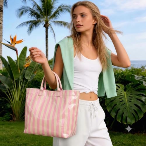 Image of Lushandy PVC Tote Bag for Women Jelly Beach Bag Top Handle Hobo Handbag | Water-Resistant, Wipe Clean, Lightweight