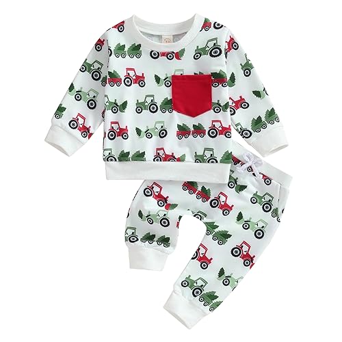 Image of FIOMVA Toddler Baby Girl Boy Valentine's Day Outfits 3 6 9 12 18 24Month 2t 3t Sweatshirt Top+Pant Clothes Set Gift
