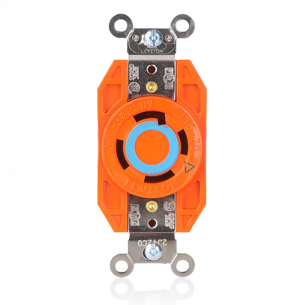 Prise femelle à verrouillage Leviton 2720-IG 30A 250V orange encastrable avec terre isolée