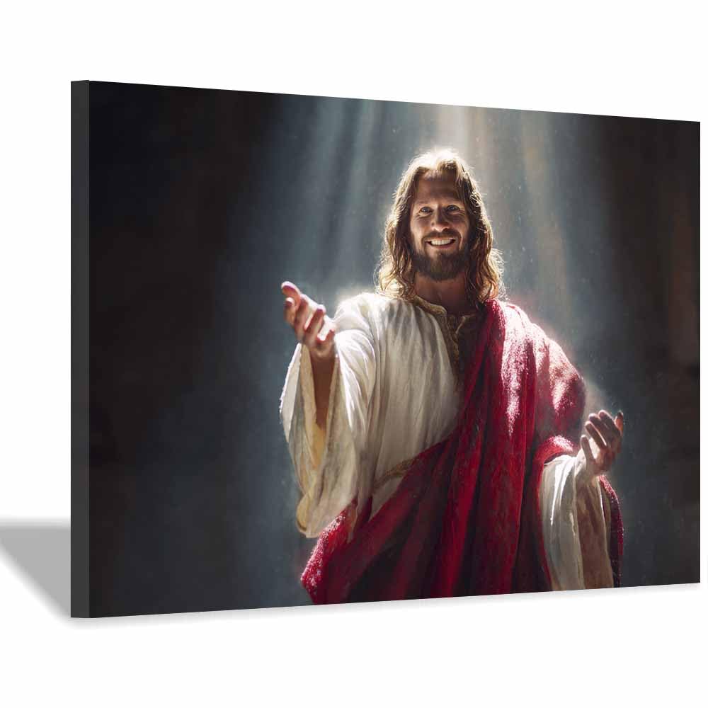 ZAMAEIU Jesus Christ Classic Painting Style Guided by light Religious Figure Wall Art Print,Room Decor for living room, bedroom, church, hospital(multicolored)-30x50cm Framed