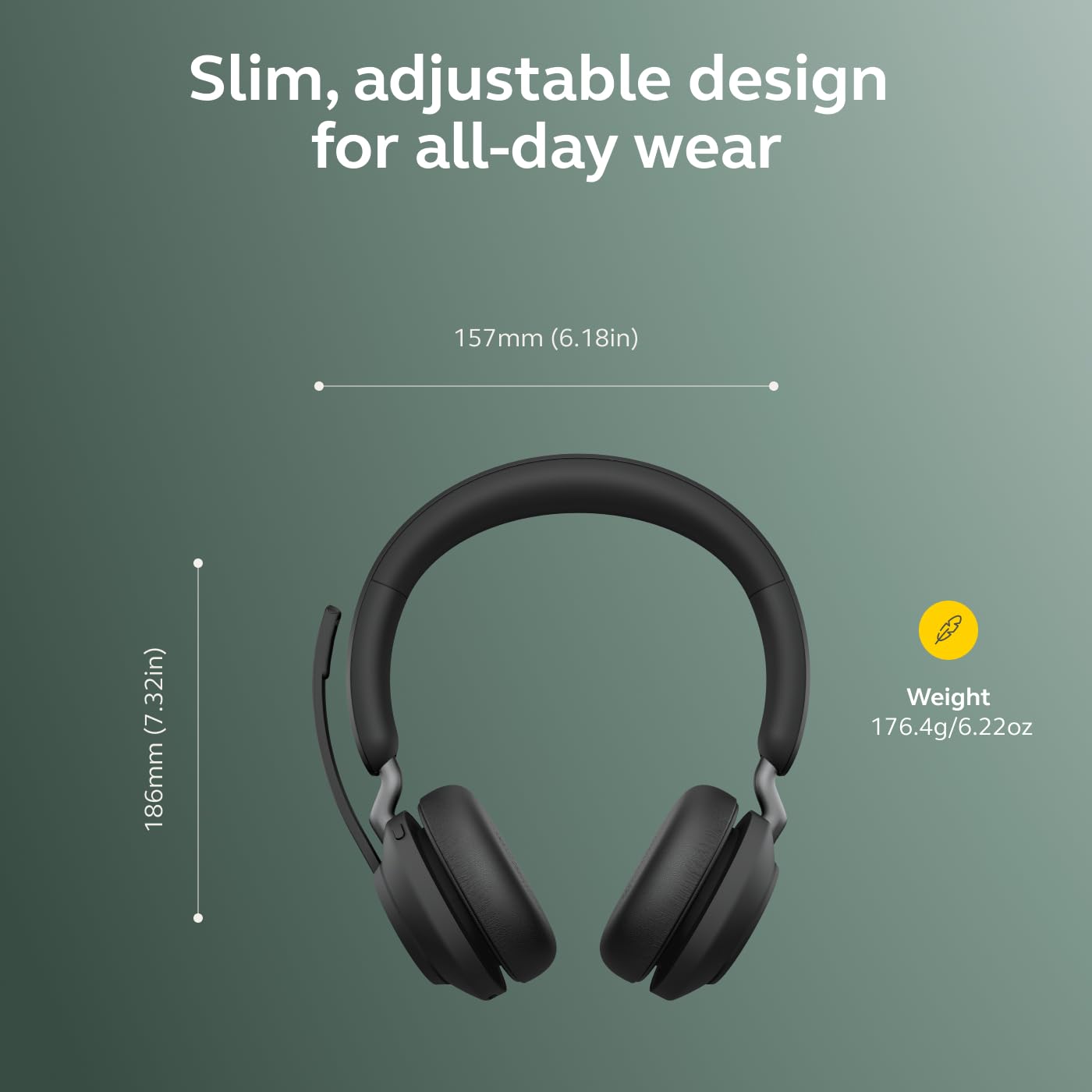 Jabra Evolve2 65 Bluetooth Wireless Headset con microfono per chiamate e musica, cuffie dual-ear con adattatore USB-A e supporto di ricarica, fino a 37 ore di batteria, funziona con app per riunioni